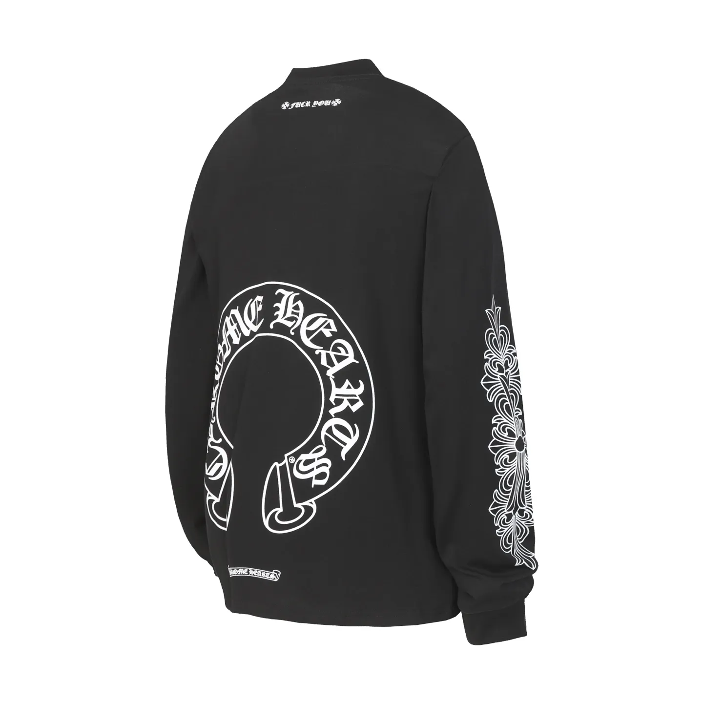 P150 cross-border model, please do not place an order if you pursue perfection -Chrome Hearts/Chrome Hearts 23ss scroll horseshoe Sanskrit printed popular long-sleeved T-shirt -High weight, high density and high quality, soft, delicate and skin-friendly wool, soft and silky to the touch, excellent warmth and skin-friendly properties -Customized weaving and dyeing, no color difference, no matter the fabric or workmanship details, beat the ordinary version on the market -Colour: black white -Size: S M L XL